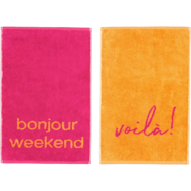 Cawö Postcards Towels Edition Postcard Towels 30x50 bonjour weekend