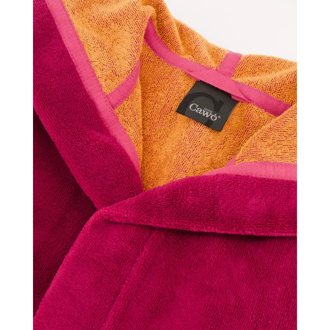 Cawo Dames Badjas met Capuchon  845 pink-orange 34