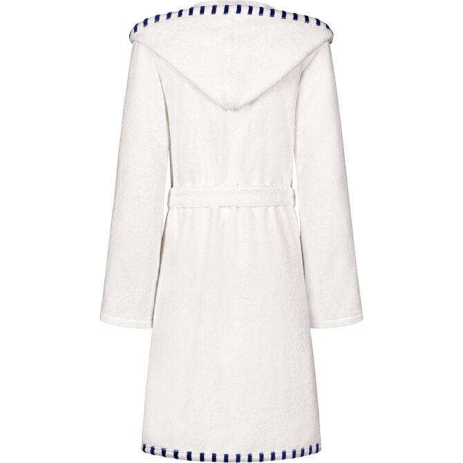 Cawo Dames Badjas Korte badjas met Capuchon 848 wit-breton 32/34