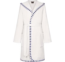 Cawo Dames Badjas Korte badjas met Capuchon 848 wit-breton 36/38