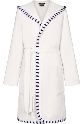 Cawo Dames Badjas Korte badjas met Capuchon 848 wit-breton 36/38