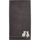 Cawö Cawö Cute Cats Handdoek 50x100 basalt/platin