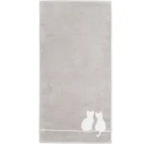 Cawö Cute Cats Handdoek 50x100 platin/wit