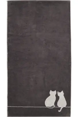 Cawö Cute Cats 6263 Badlaken 80x150 basalt/platin