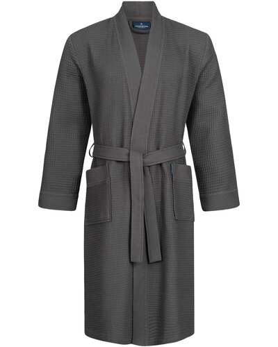 Morgenstern Morgenstern badjas Luca wafelstof Kimono 120cm Antraciet M afbeelding