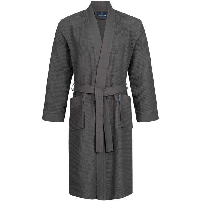 Morgenstern badjas Luca wafelstof Kimono 120cm Antraciet M