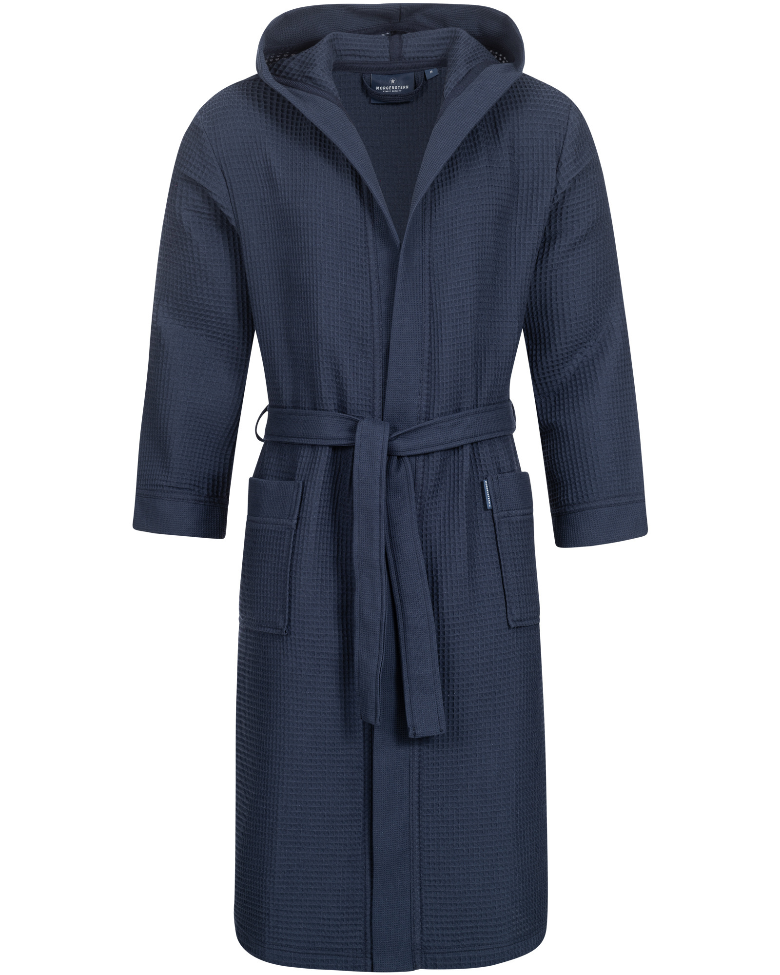Morgenstern dames kamerjas met rits met capuchon velour bamboe katoen microfiber blauw-turkoois L