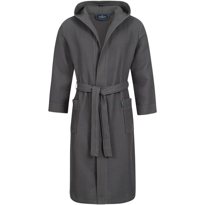 Morgenstern badjas Andrea wafelstof met Capuchon 120cm Antraciet M