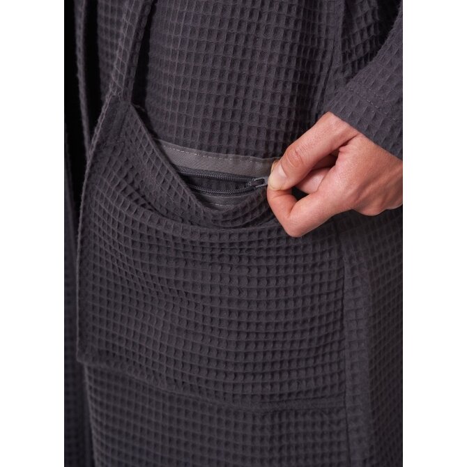 Morgenstern Andrea badjas wafelstof met capuchon 120cm Antraciet M