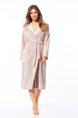 Morgenstern Geena 2 damesbadjas met capuchon Sand S