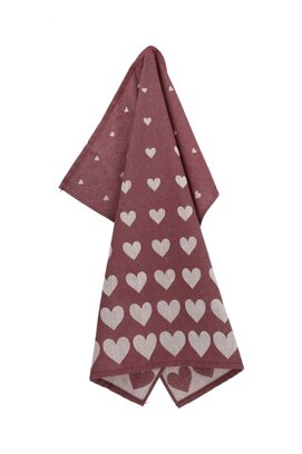 Bunzlau Castle Hearts theedoek 65x65 Burgundy