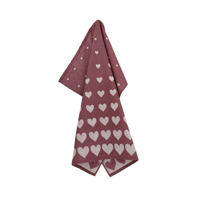 Bunzlau Castle Hearts theedoek 65x65 Burgundy