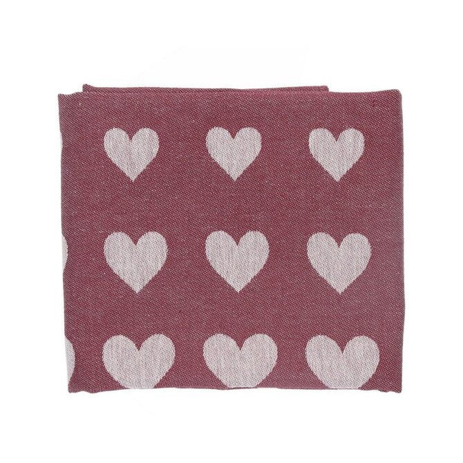 Bunzlau Castle Hearts theedoek 65x65 Burgundy