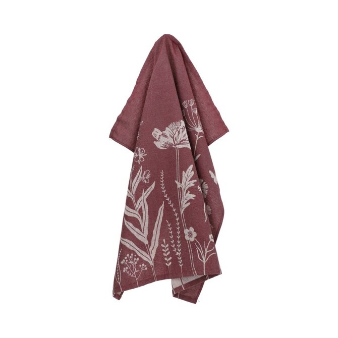 Bunzlau Castle Wild Flowers theedoek 65x65 Burgundy