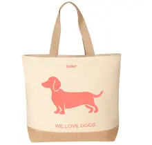 Cawö We love dogs/ Tas Tas  40x55 natur/pink-orange