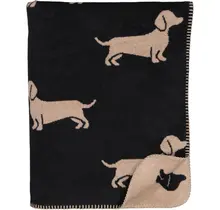 Cawö We love dogs  Woonplaid 150x200 zwart/beige
