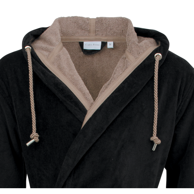 Carl Ross Unisex badjas met capuchon 661300 deep Khaki/deep black XL