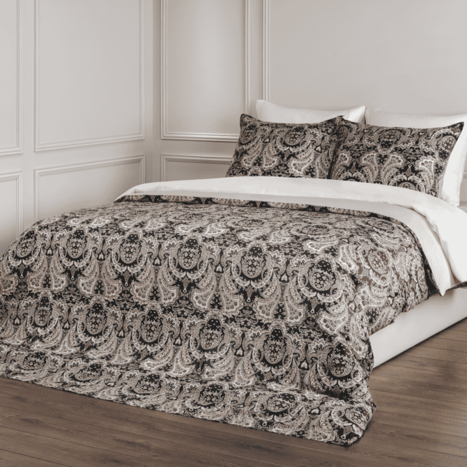 Dommelin Dekbedovertrekset Lecce Satijn 400tc Zwart-Camel 240x200/220 cm