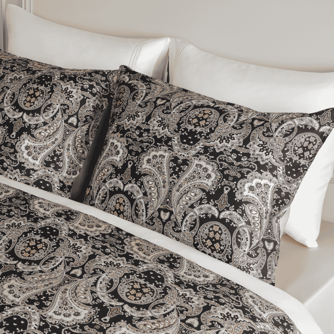 Dommelin Dekbedovertrekset Lecce Satijn 400tc Zwart-Camel 140x200/220 cm