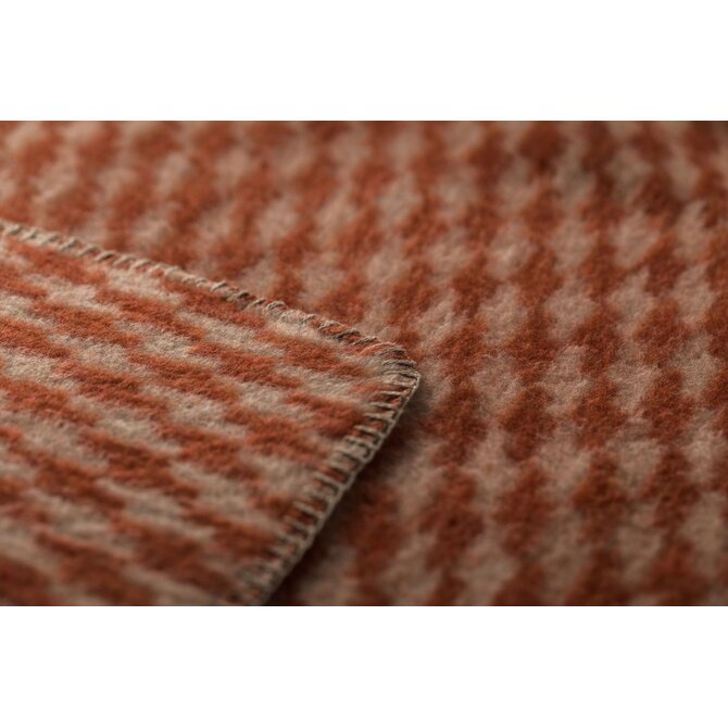 David Fussenegger MERANO wool-blend throw Pied de Poule (GRS) terracotta 200x160cm