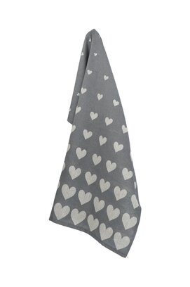 Bunzlau Castle Hearts theedoek 65x65 Anthracite