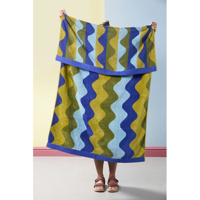 KAAT Amsterdam Strandlaken Waves Blauw Groen 100x180 cm