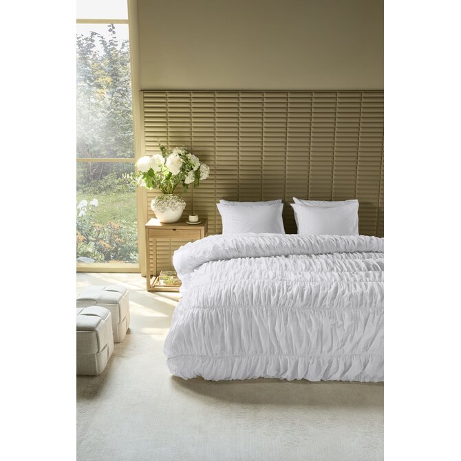 Rivièra Maison Dekbedovertrek Ruffle Wit 240x200/220 cm