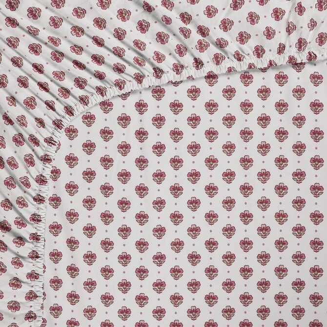 Pip Studio Hoeslaken Jaipur Flower  Licht roze 140x200 cm