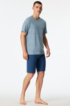 Schiesser Heren Pyjama Short pacific blue 183592 58/3XL