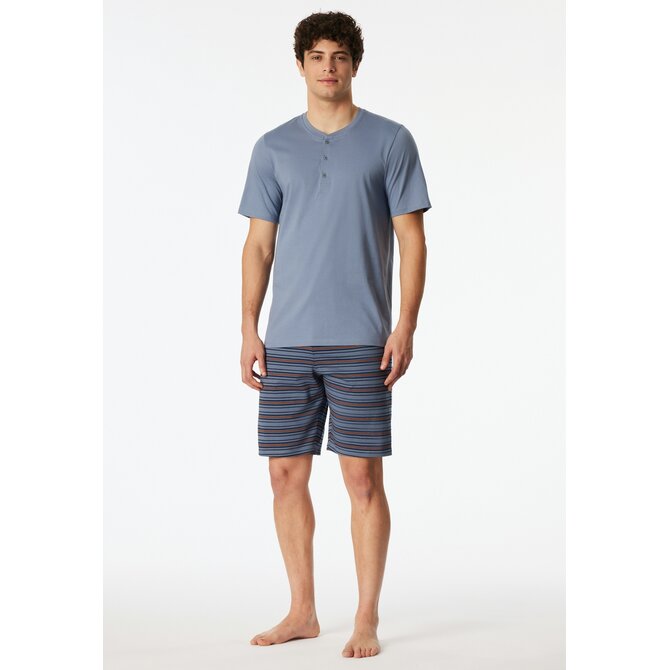 Schiesser Heren Pyjama Short bluegrey 183589 48/S