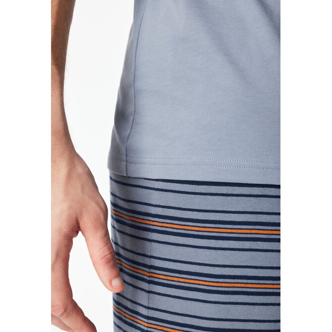 Schiesser Heren Pyjama Short bluegrey 183589 50/M