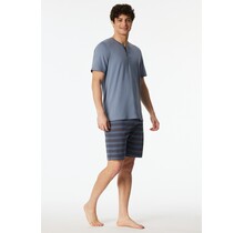 Schiesser Heren Pyjama Short bluegrey 183589 54/XL