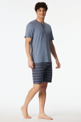 Schiesser Heren Pyjama Short bluegrey 183589 54/XL