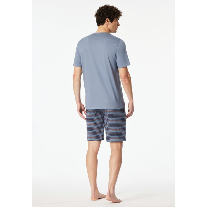 Schiesser Heren Pyjama Short bluegrey 183589 54/XL