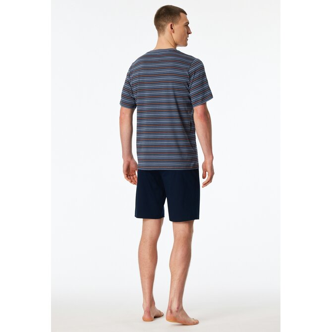 Schiesser Heren Pyjama Short bluegrey 183588 56/XXL