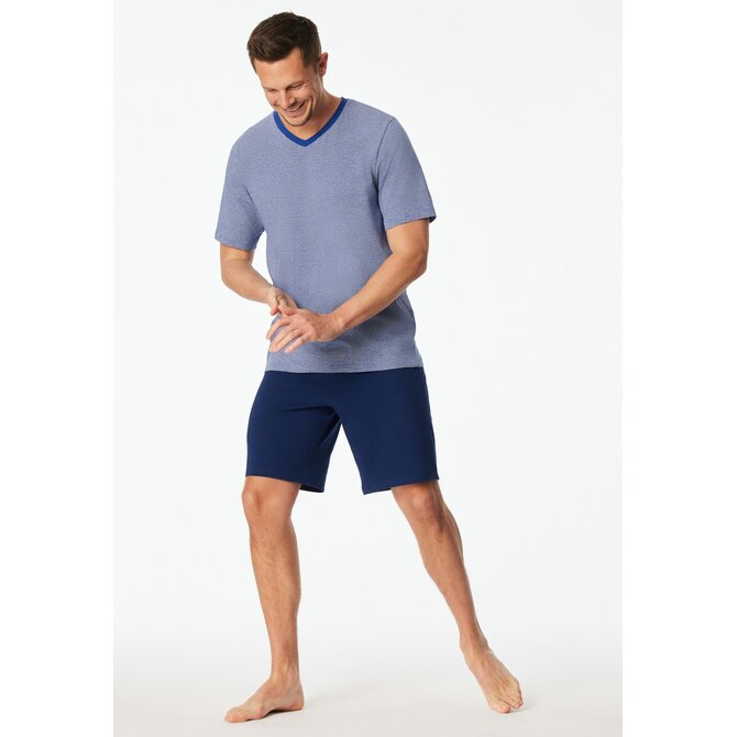 Schiesser Heren Pyjama Short royal blue 183585 50/M