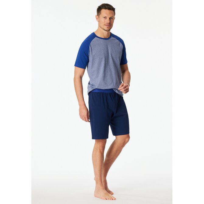 Schiesser Heren Pyjama Short royal blue 183584 50/M