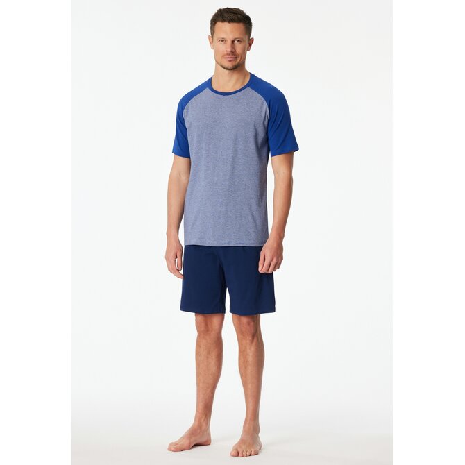 Schiesser Heren Pyjama Short royal blue 183584 56/XXL