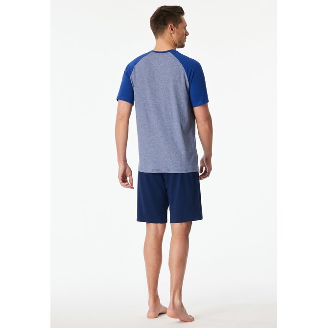 Schiesser Heren Pyjama Short royal blue 183584 56/XXL