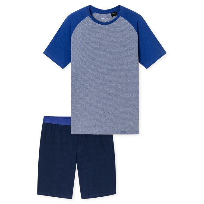 Schiesser Heren Pyjama Short royal blue 183584 56/XXL