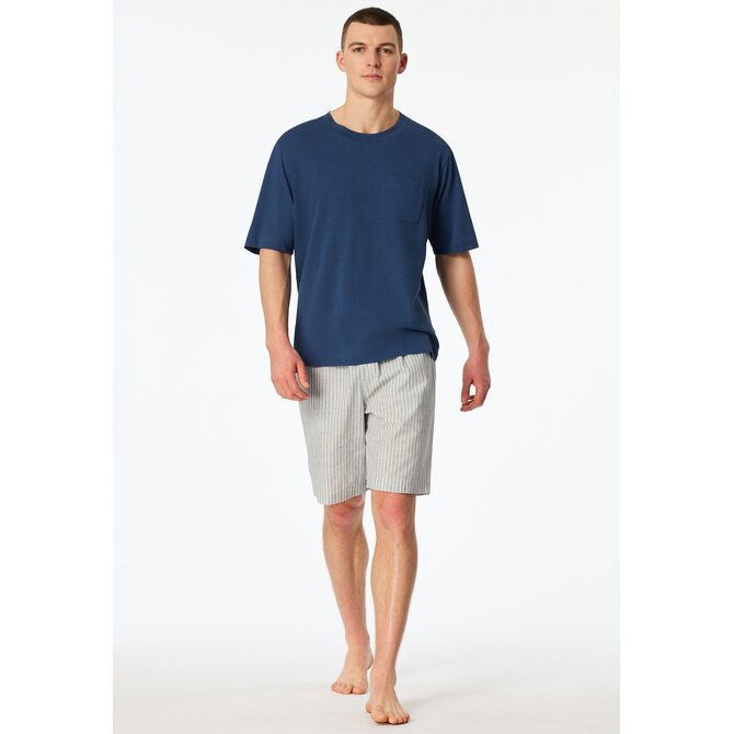 Schiesser Heren Shirt 1/2  atlantic blue  183545 52/L