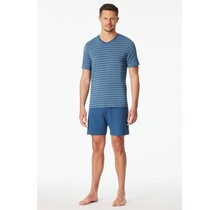 Schiesser Heren Pyjama Short atlantic blue  183117 52/L