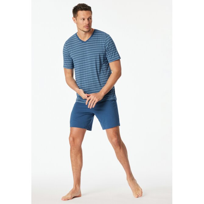 Schiesser Heren Pyjama Short atlantic blue  183117 52/L