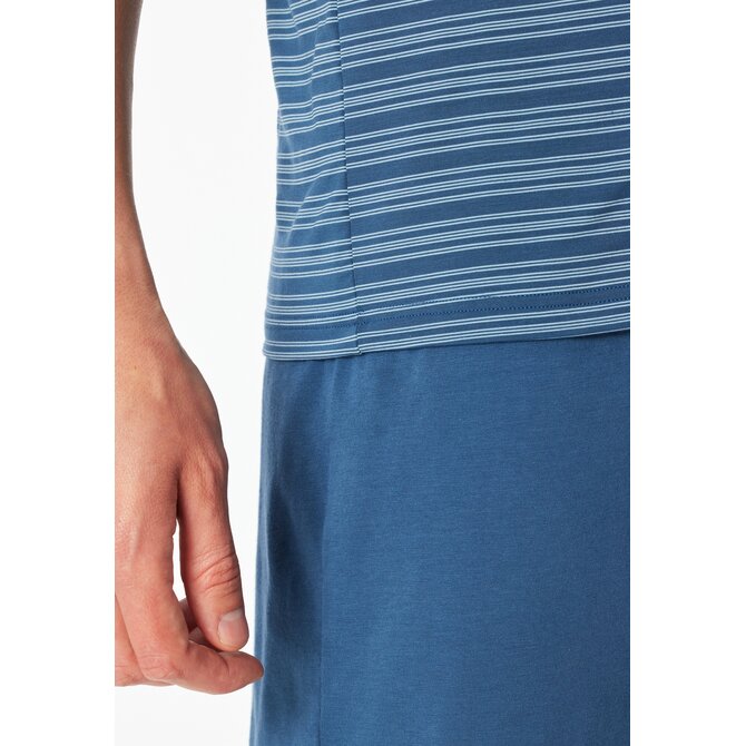 Schiesser Heren Pyjama Short atlantic blue  183117 48/S