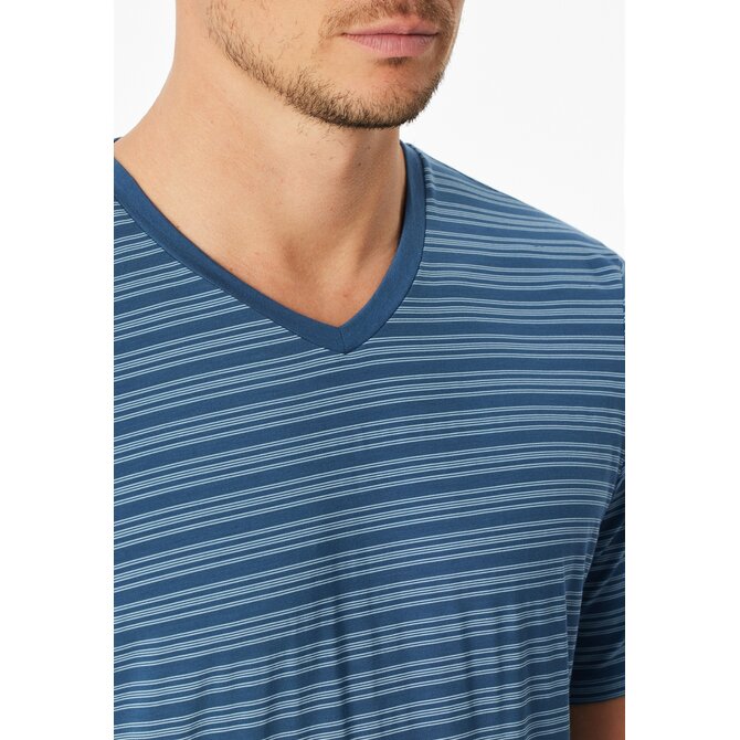 Schiesser Heren Pyjama Short atlantic blue  183117 56/XXL