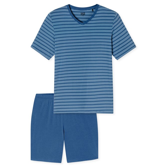 Schiesser Heren Pyjama Short atlantic blue  183117 56/XXL