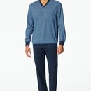 Schiesser Schiesser Heren Pyjama Long  blue 181162 50/M