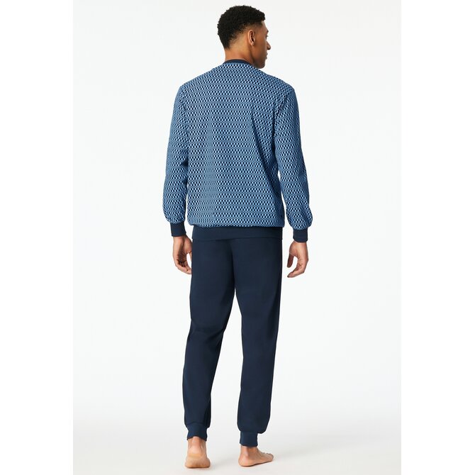 Schiesser Heren Pyjama Long  blue 181162 48/S