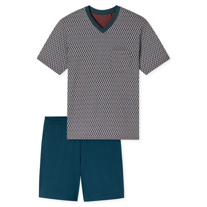 Schiesser Heren Pyjama Short red  181161 56/XXL