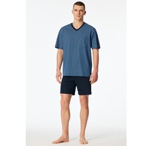 Schiesser Heren Pyjama Short blue 181161 58/3XL
